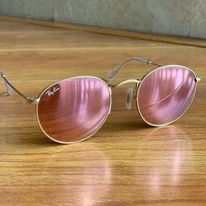 Ray Ban gold/pink circle sunglasses